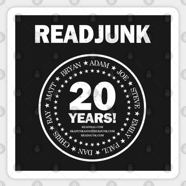 ReadJunk.com 20th Anniversary T-Shirt Sticker by bryankremkau